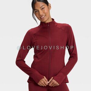 Athleisure | All in Motion Bordeoux Zip Up Jacket Thumb Holes | Maroon Burgundy